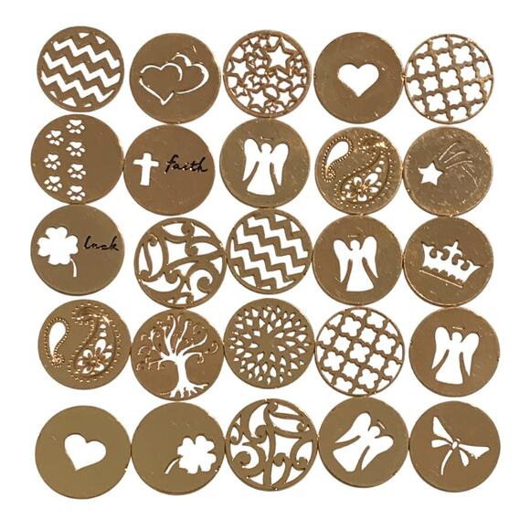 75-Piece Rose Gold 22mm Decorative Circle Floating Lockets Jewelry Supplies - Picture 3 of 6